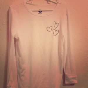 Silver Heart White Long Sleeve Shirt
